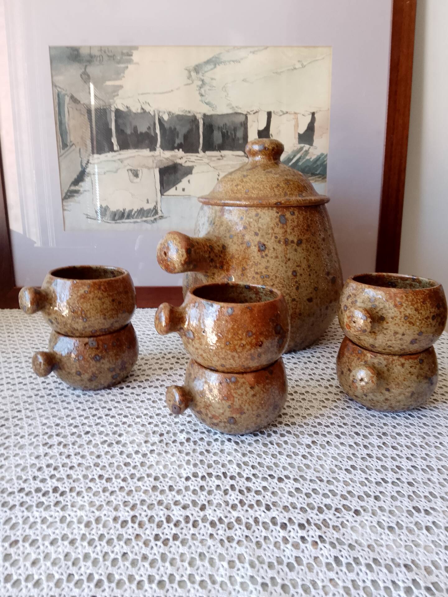 Vintage soup service in pyrite stoneware