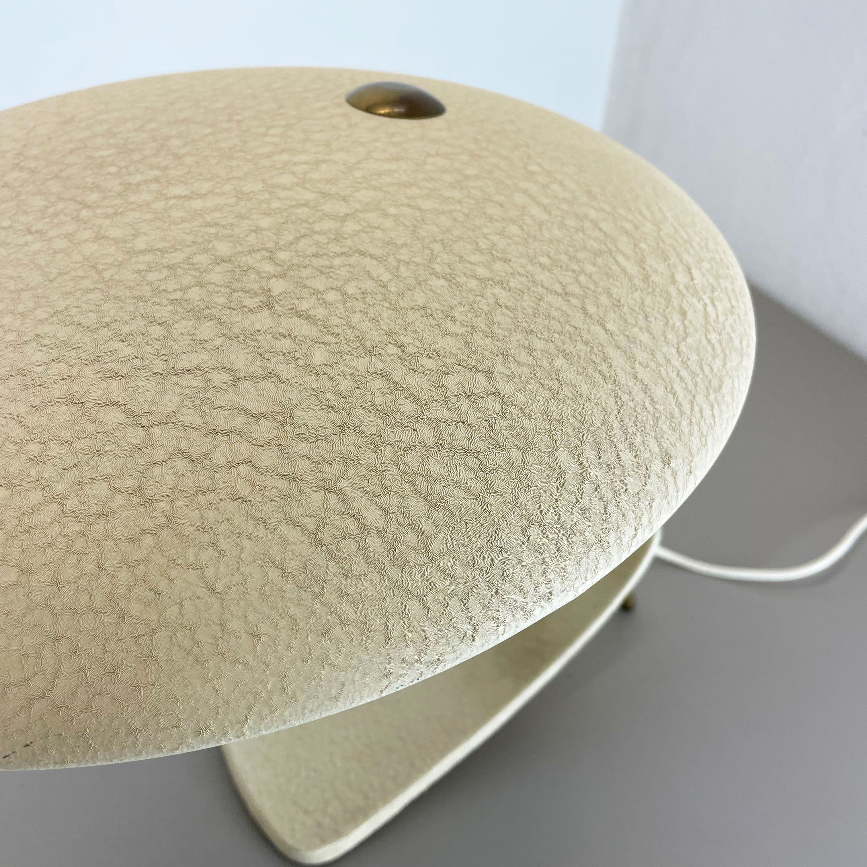 Modernist kalmar sytle Bauhaus beige metal and brass desk light, Austria, 1950s