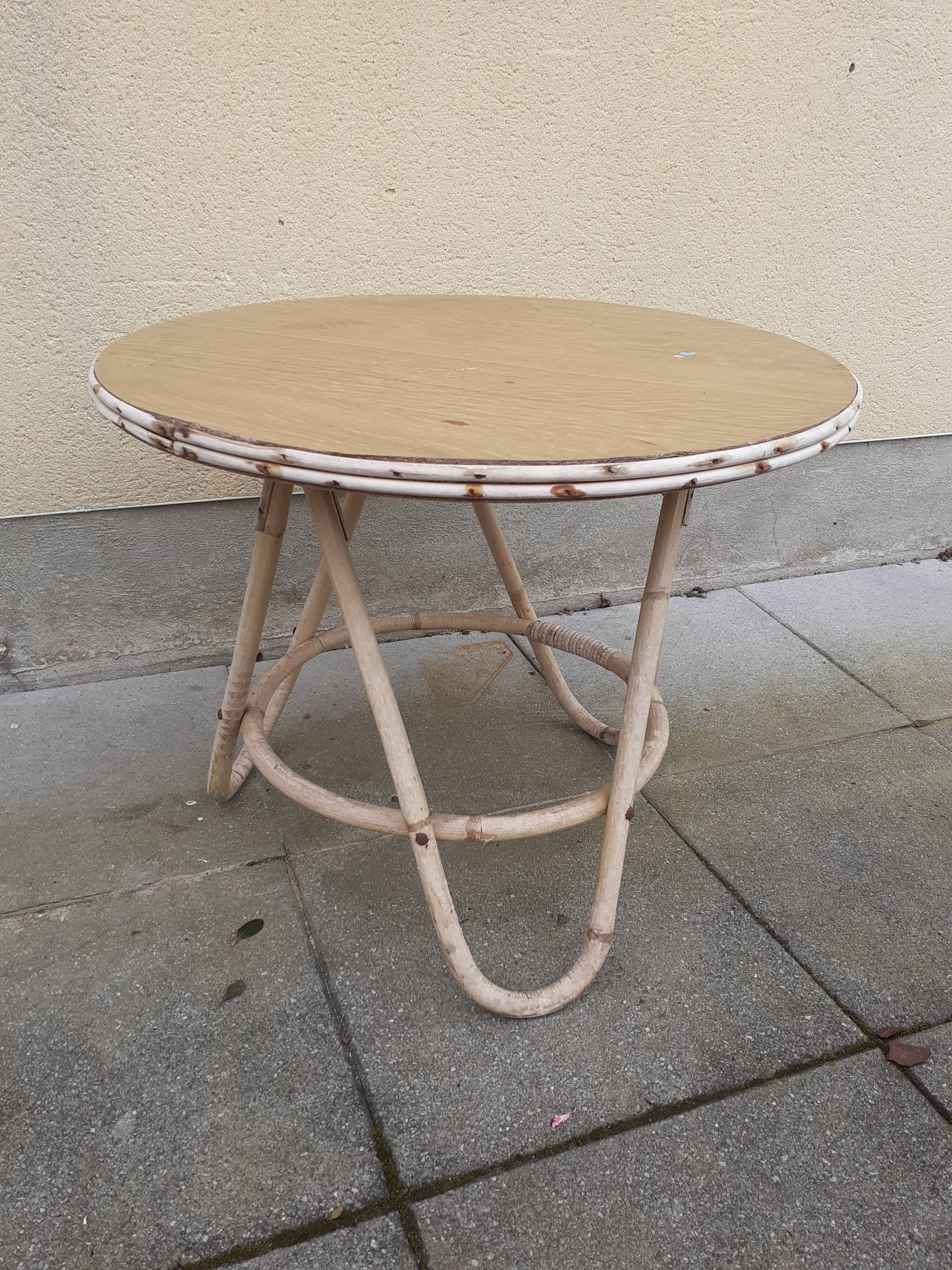 Rattan and formica coffee table