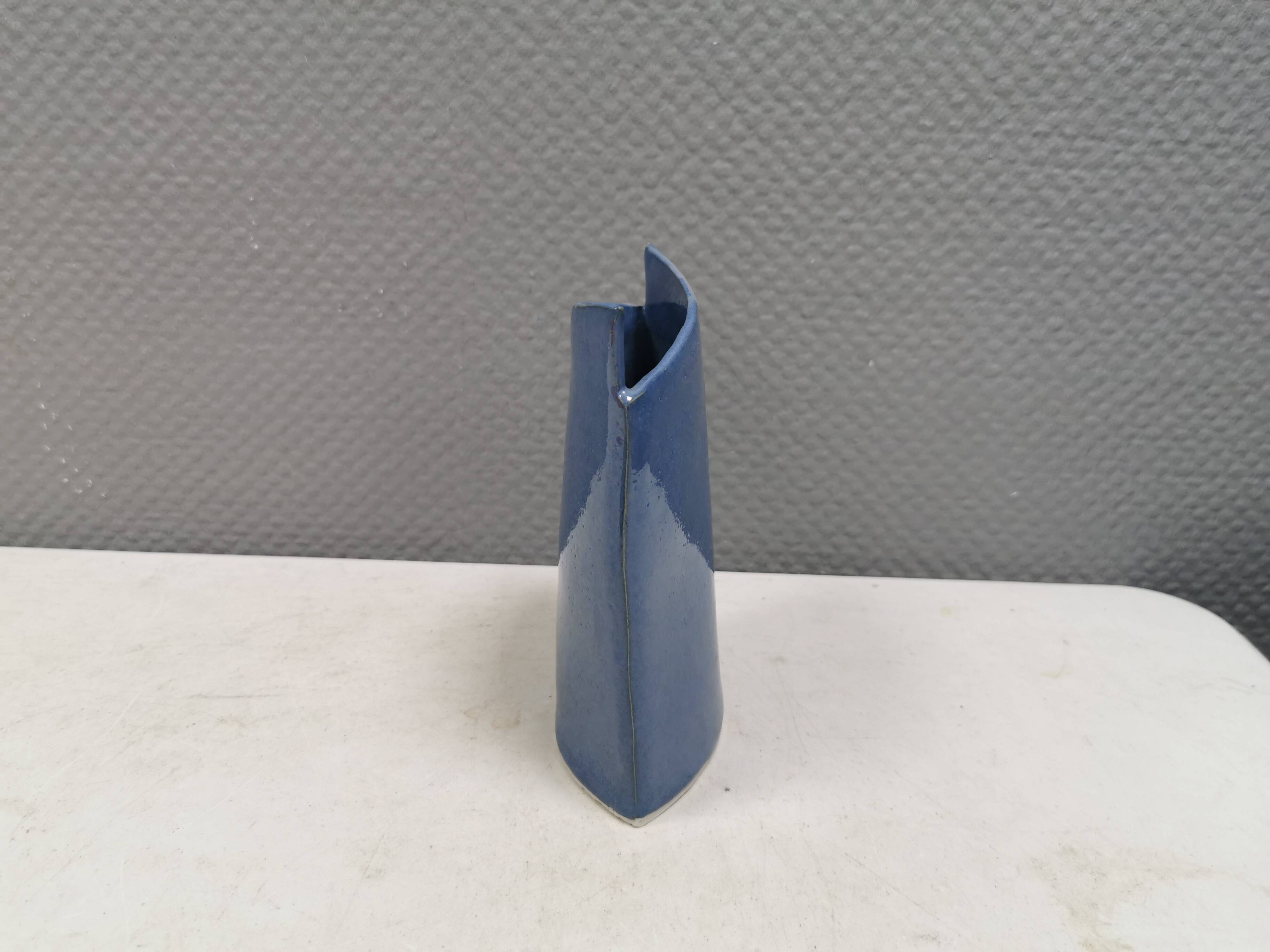 Handmade earthenware vase, with a beautiful light blue glaze. Denmark 1980s