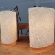 Scandinavian wall lamp Vintage teak two granite lampshades