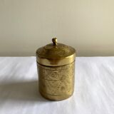 Old round box in chiseled brass