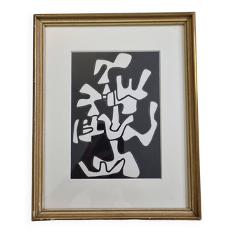 Screenprint after Jean Dubuffet framed under glass 25 cm by 30 cm