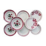 Lot of mismatched burgundy red plates