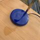 Blue metal desk lamp in mid-century style from the 1970s, chrome stem.