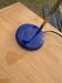 Blue metal desk lamp in mid-century style from the 1970s, chrome stem.