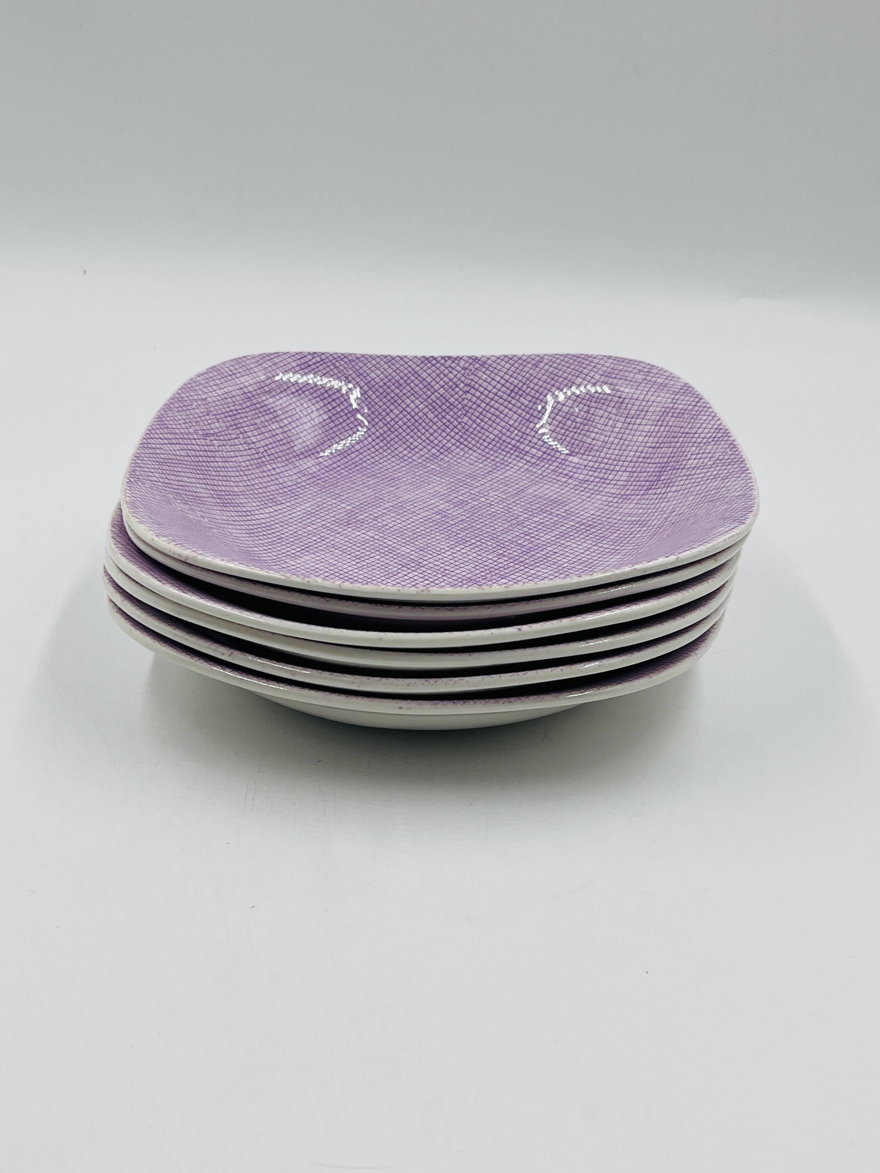Set of 6 Boch La Louvière deep plates Model Seduction 1962 – Vintage