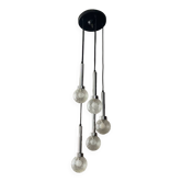 Lustre cascade chrome et verre givré  des années 70