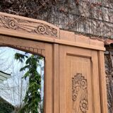 Parisian art deco wardrobe in solid raw oak, removable