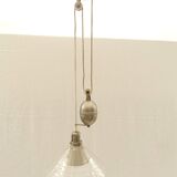 Pendant lamp rise and drop in transparent cut glass