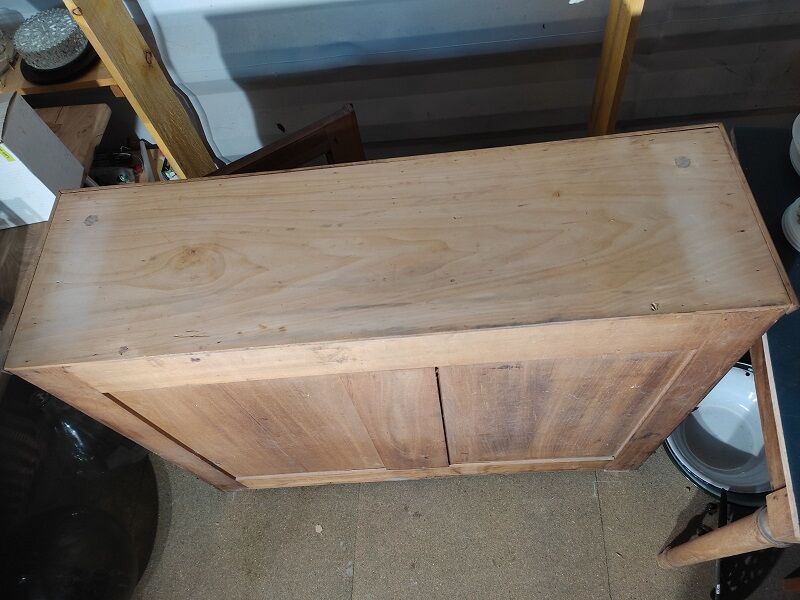Meuble buffet bois massif portes vitrées vaisselier aéro-gommé