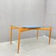 Table basse en verre avec cadre en bois, années 1960, Tchécoslovaquie