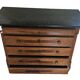 Chest of drawers in walnut and walnut veneer with black veined marble top