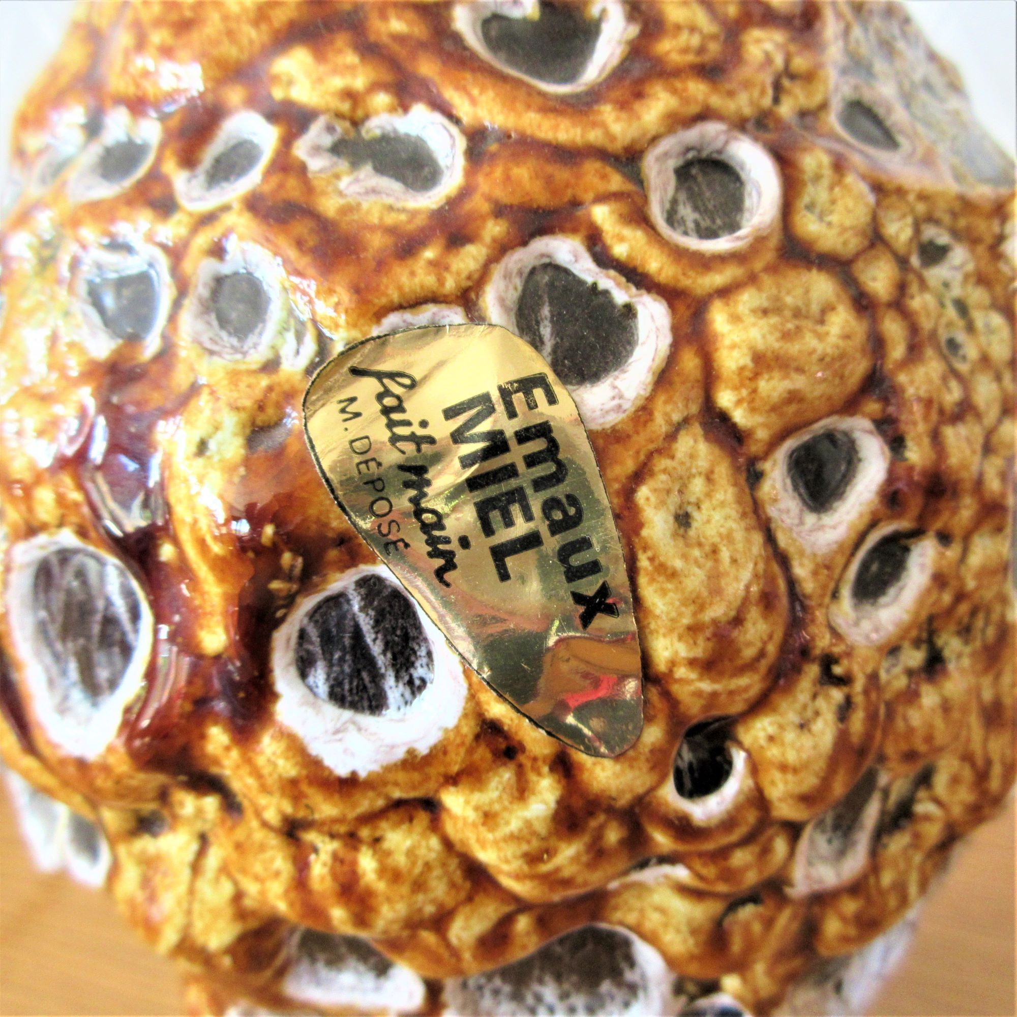 Vintage vase "honey" enamels Cyclops d'Annecy