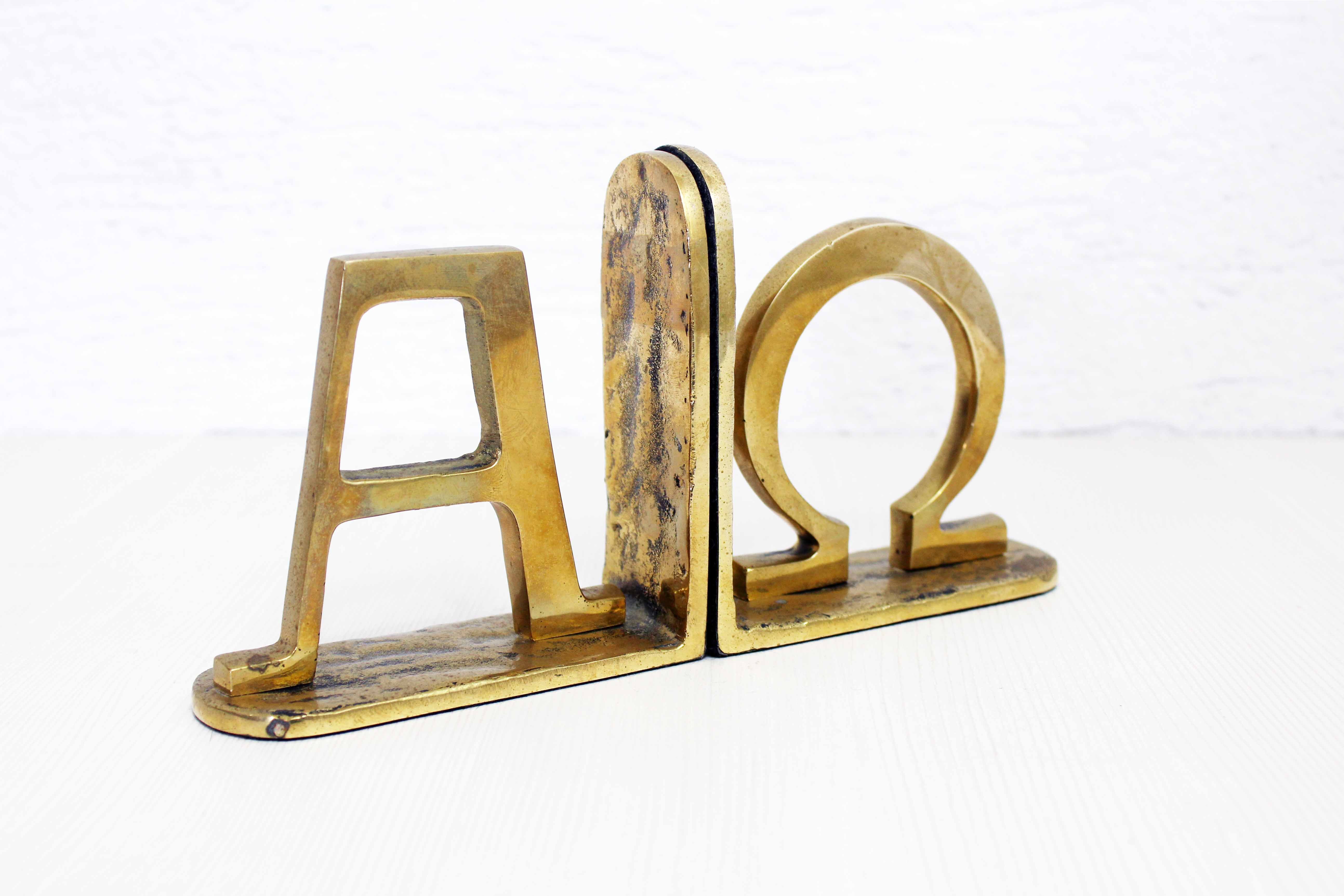 Bookends "Alpha Omega" brass