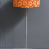 Orange flowerprint shade floor lamp 1960s