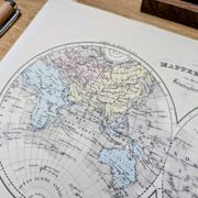 Antique world map, printed in 1852