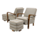 Pair of Art Deco armchairs and two poufs in walnut - 1930-1940