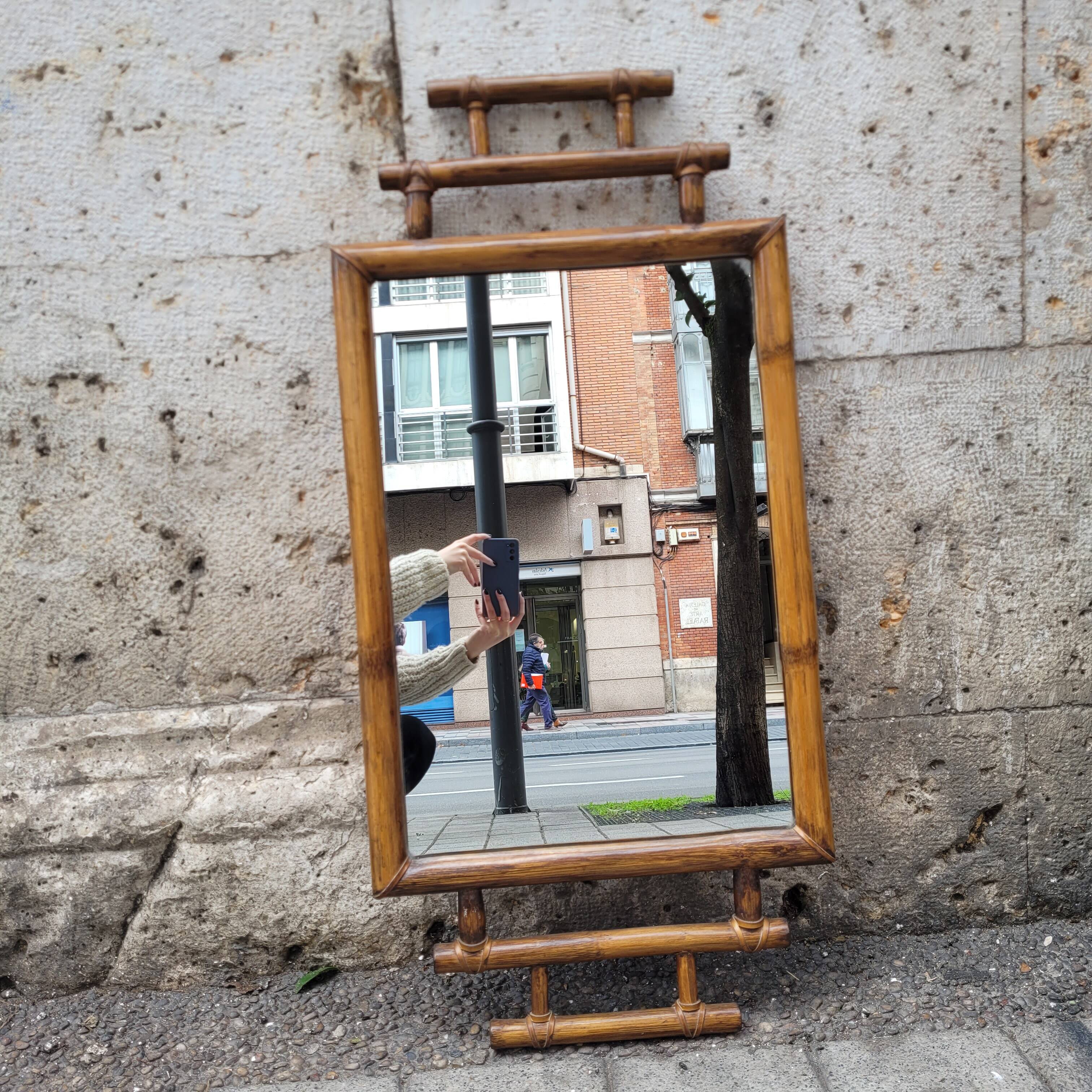 Colonial mirror with bamboo frame, 1900s - France