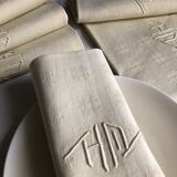 Antique napkins damascus and monogrammed tinted fresh butter