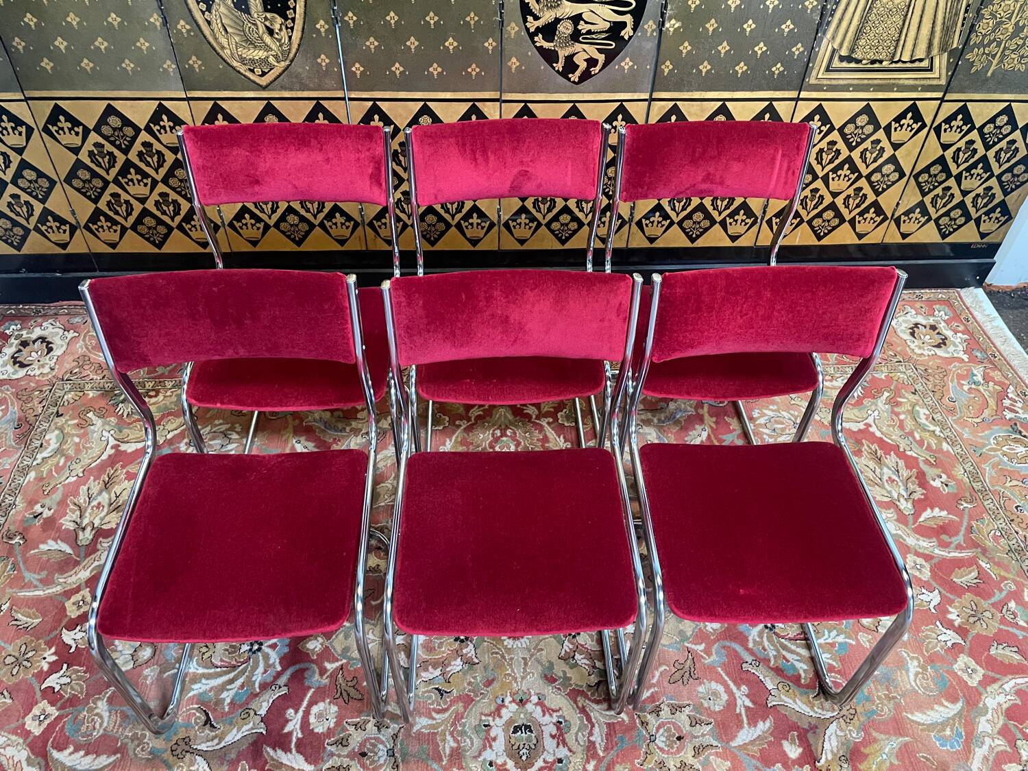 Set of 6 1970 Roche Bobois chrome chairs