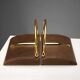 Vintage Gucci bookends in leather and brass, Italy, 1970s.