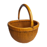 Panier en osier peint jaune d'or, 39 cm