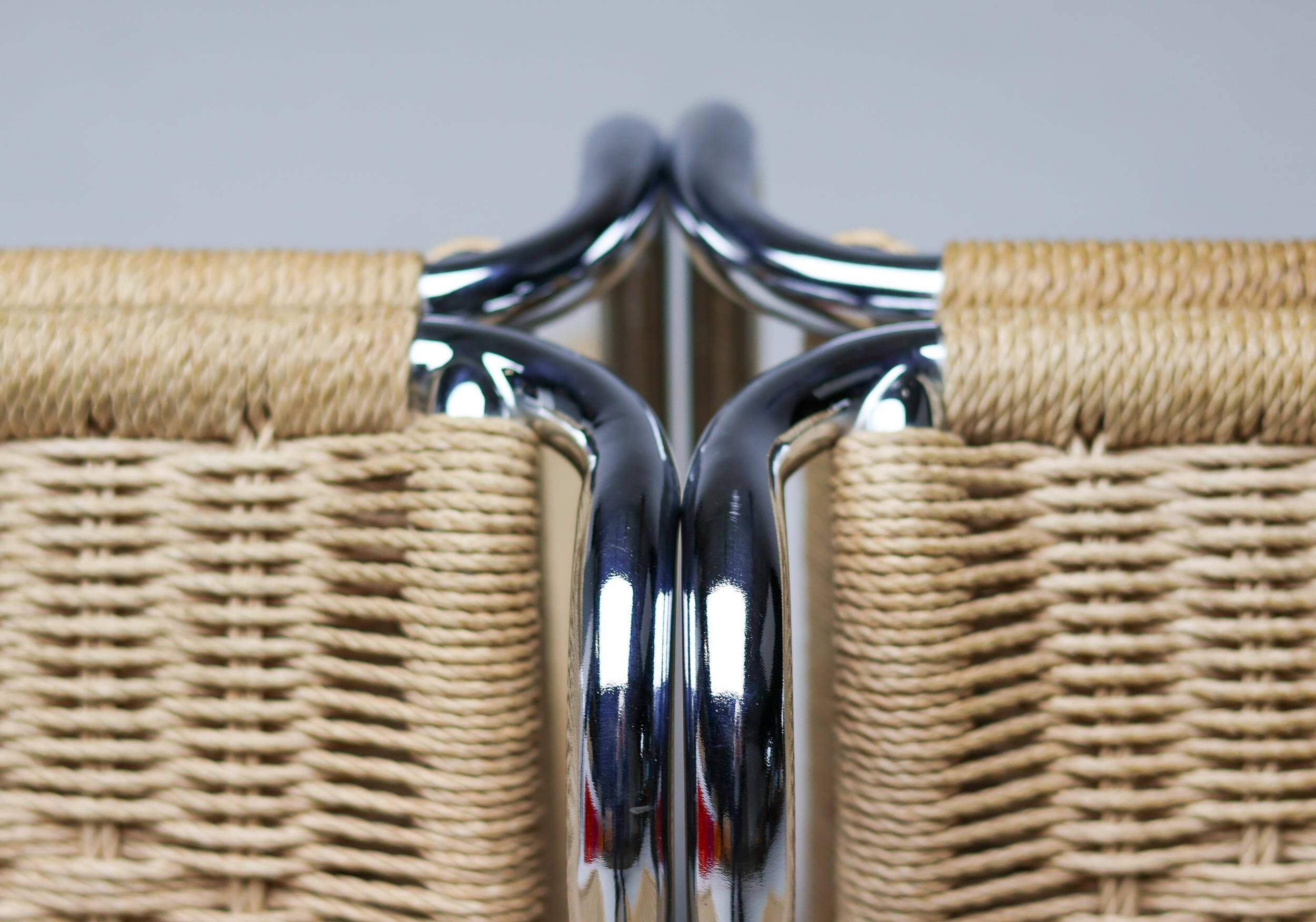 Gabriele Mucchi S5 Italian Modernity Dining Chairs with Chrome Tubular Frames and Rope Seats