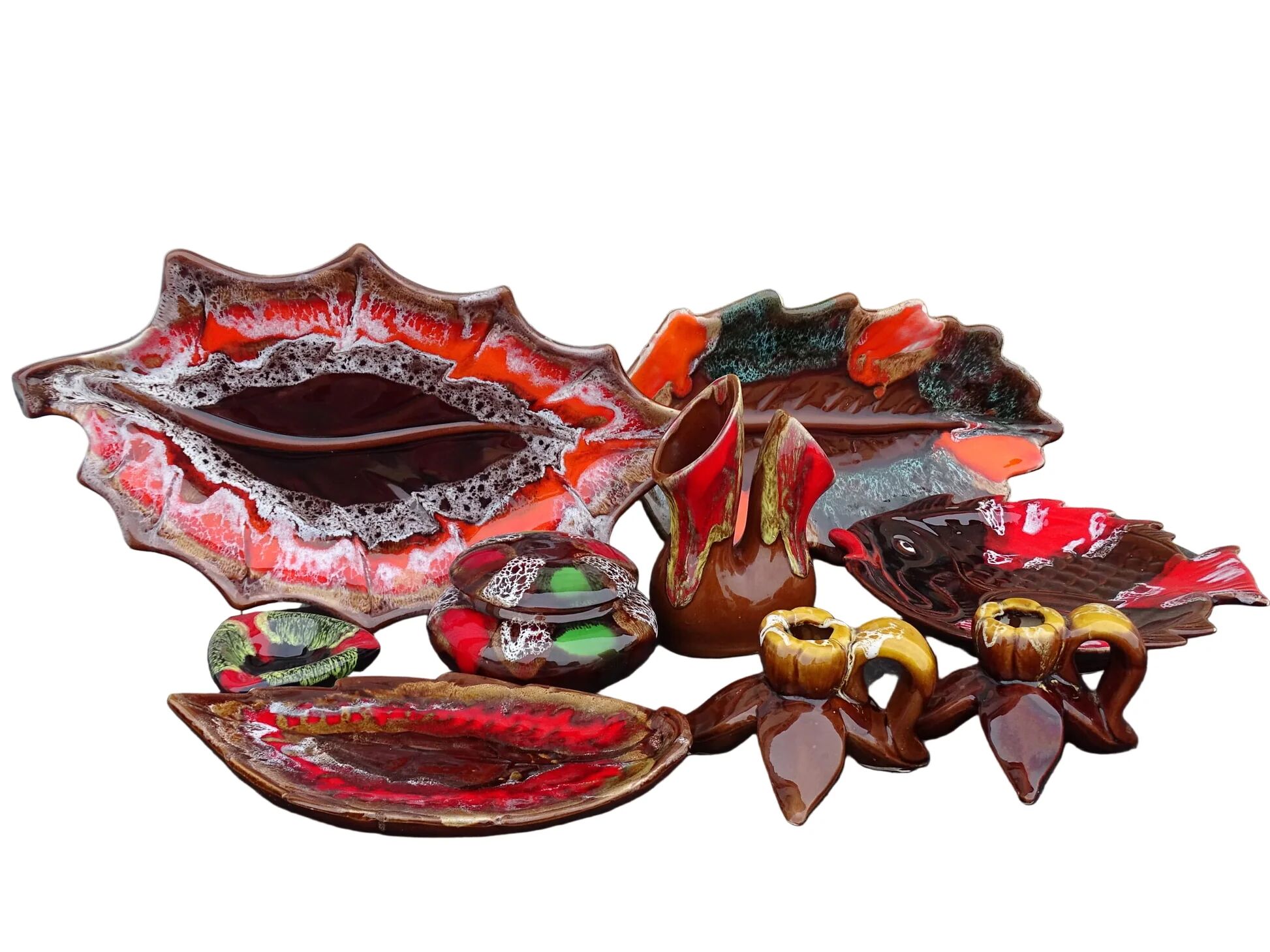 Collection de 8 pièces de faïence vintage française de Vallauris