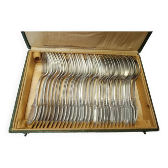 12 spoons and 18 table forks in sterling silver by E. Puiforcat