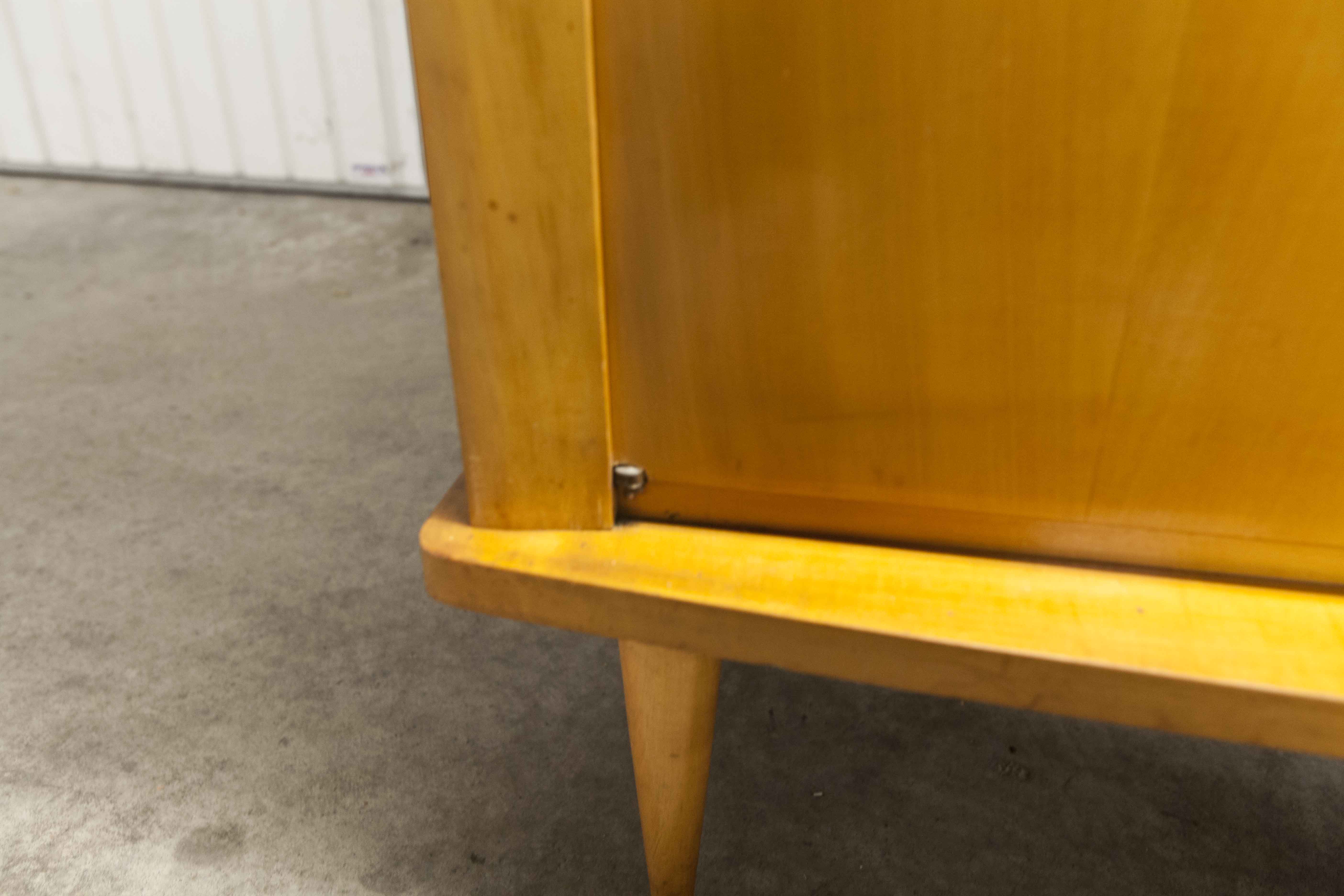 Scandinavian wardrobe 1960 honey color 4 doors L 205 cm