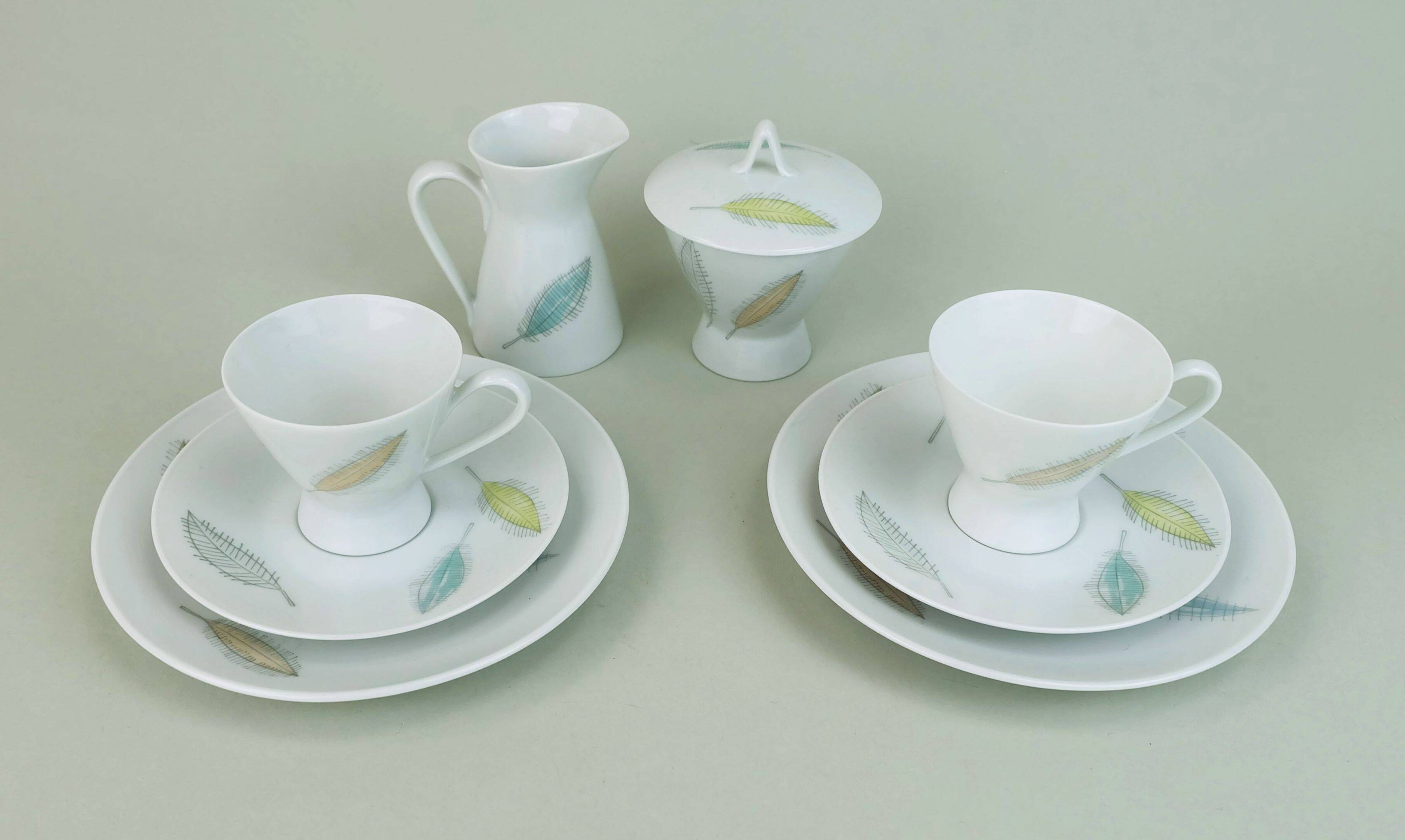 8-piece MOCHA SET rosenthal form 2000 raymond loewy decor falling leaves