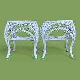 Peacock white rattan side table 1970