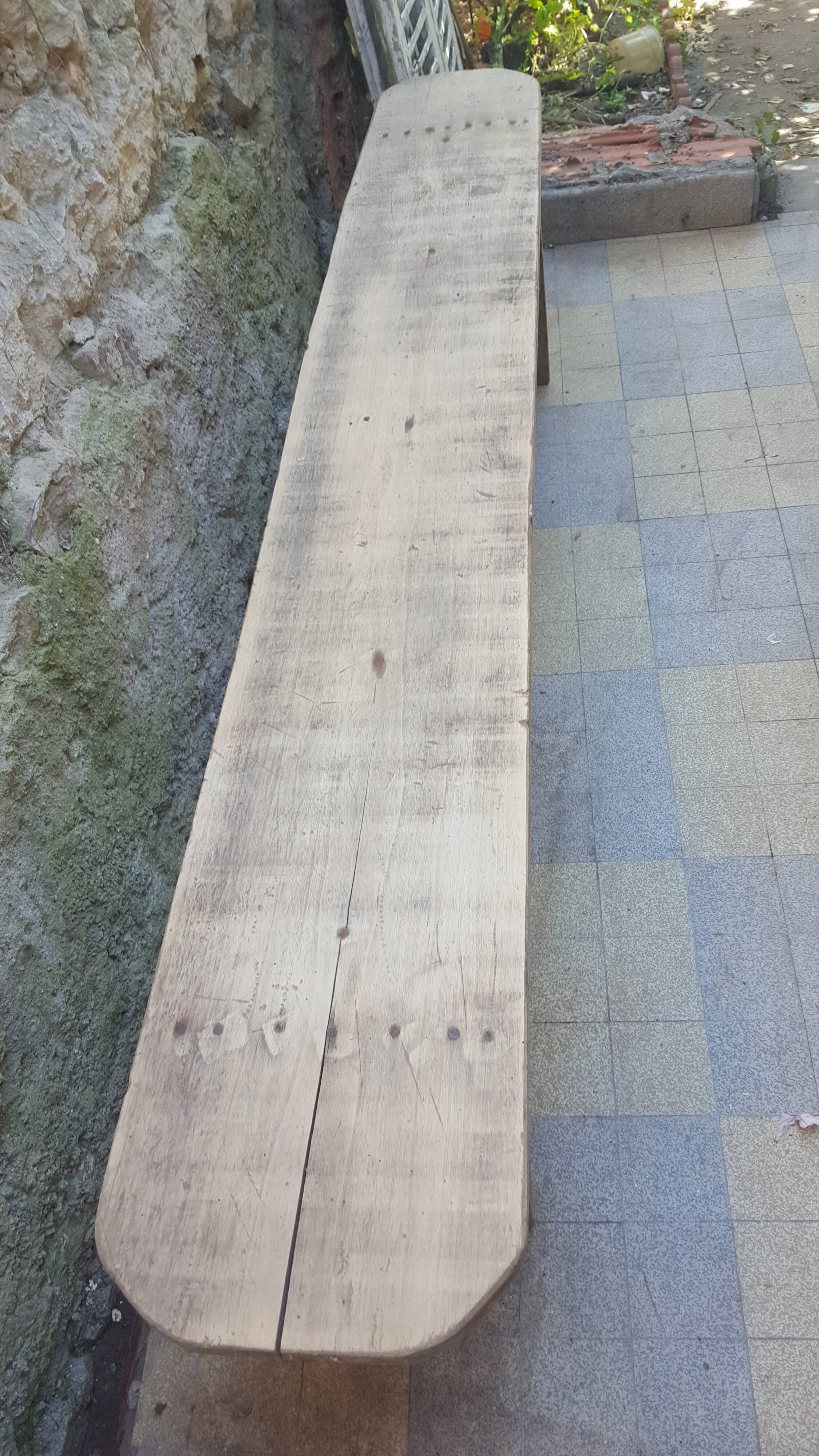 Raw light wood bench