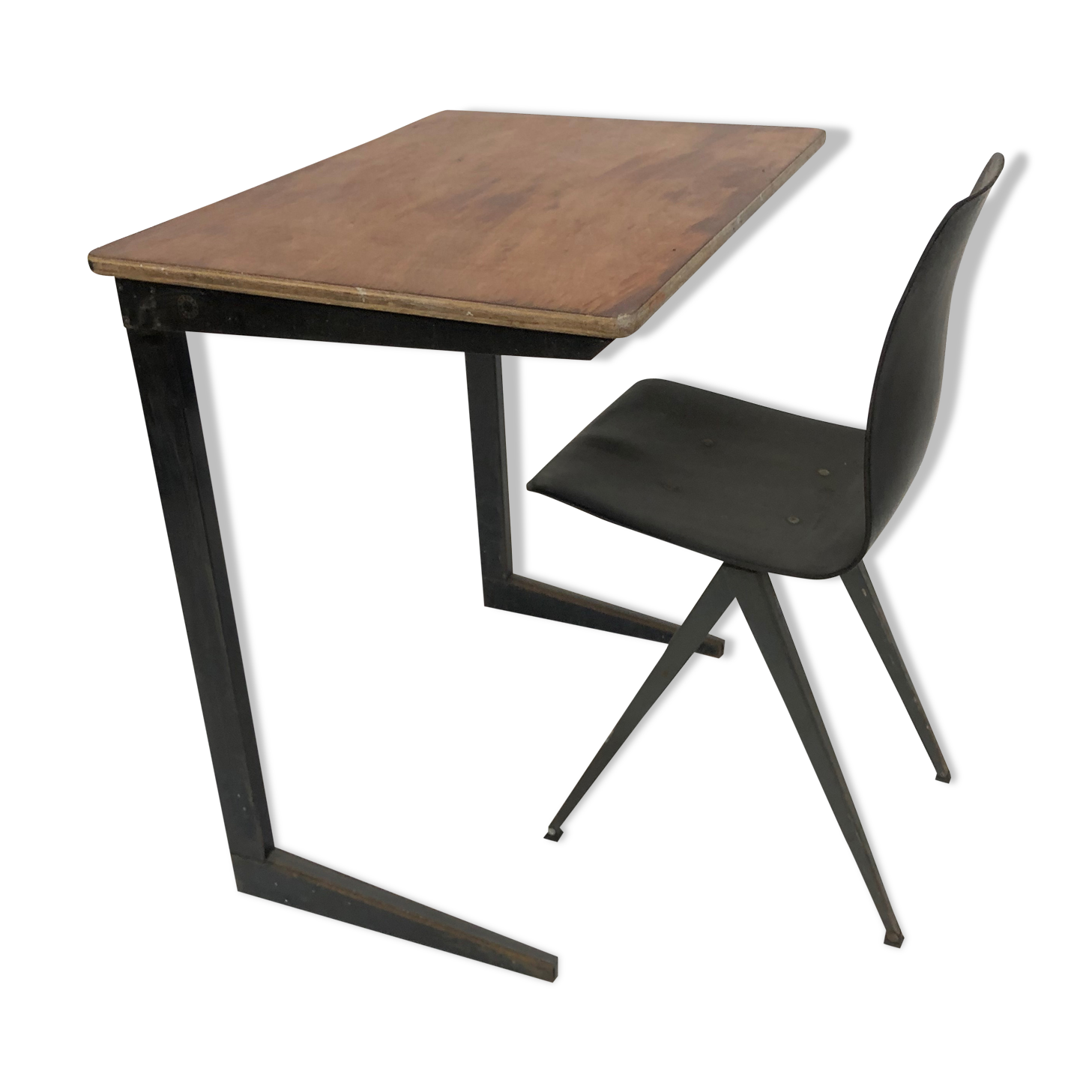 Vintage school Friso Kramer with Chair flesh compass work table