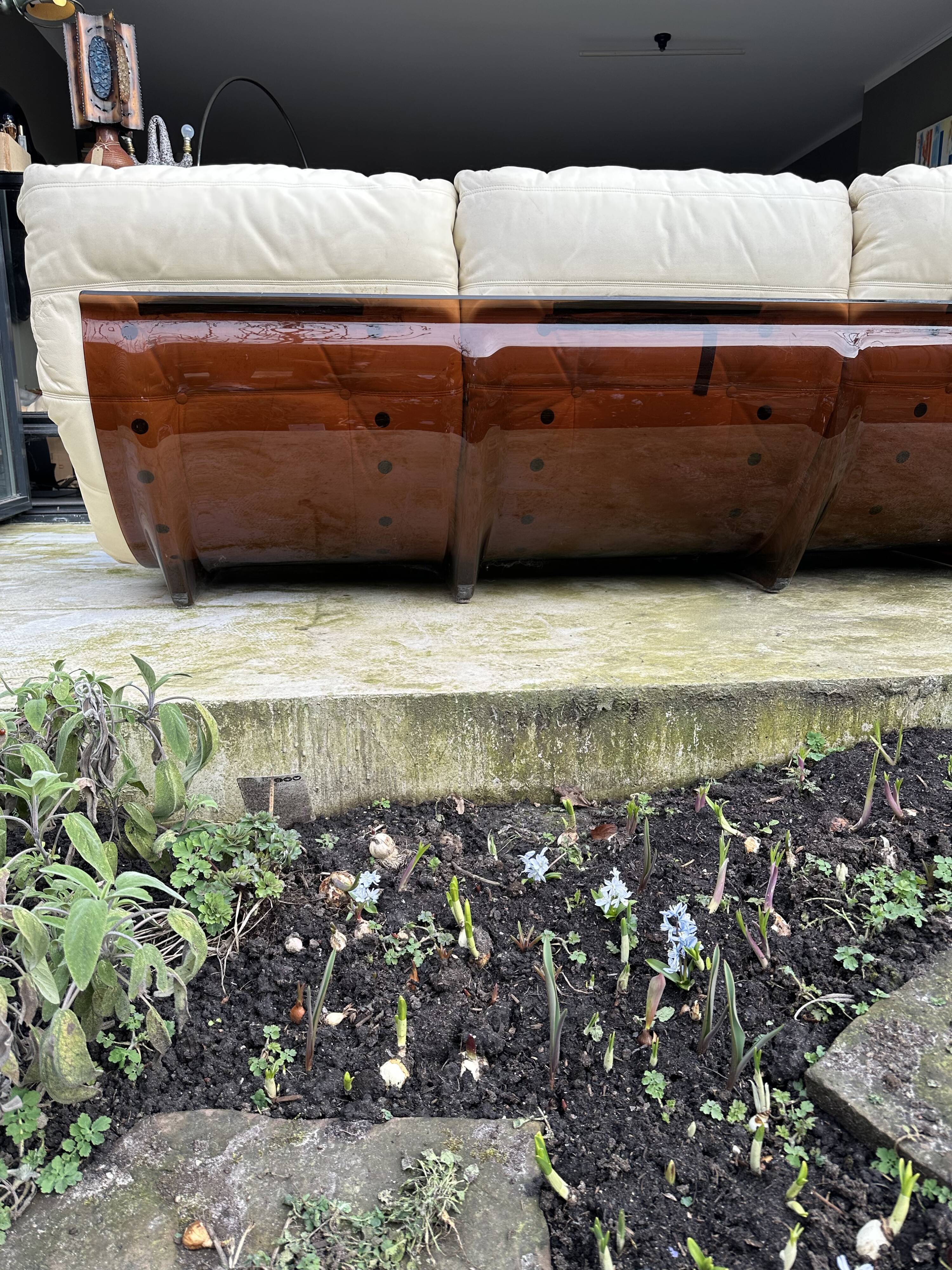 Marsala couch 3-seater cream leather Ducaroy for Linge roset