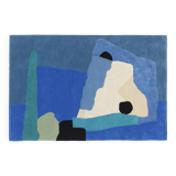 Hand tufted Blue Rug, Handmade, Abstract (titled MAN IN SHOWER C)