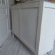 Art Deco buffet patinated pearl grey waxed finish, raw wooden tray.
