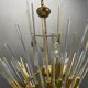 Murano Glass Rod Brass Chandelier, Italy, 1970s