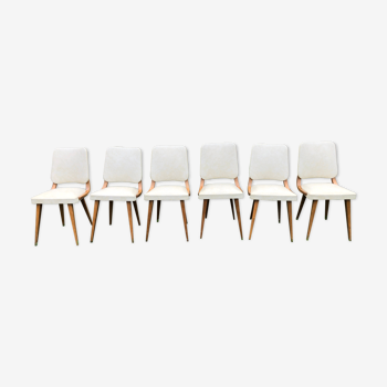 Set de 6 chaises blanches 1960