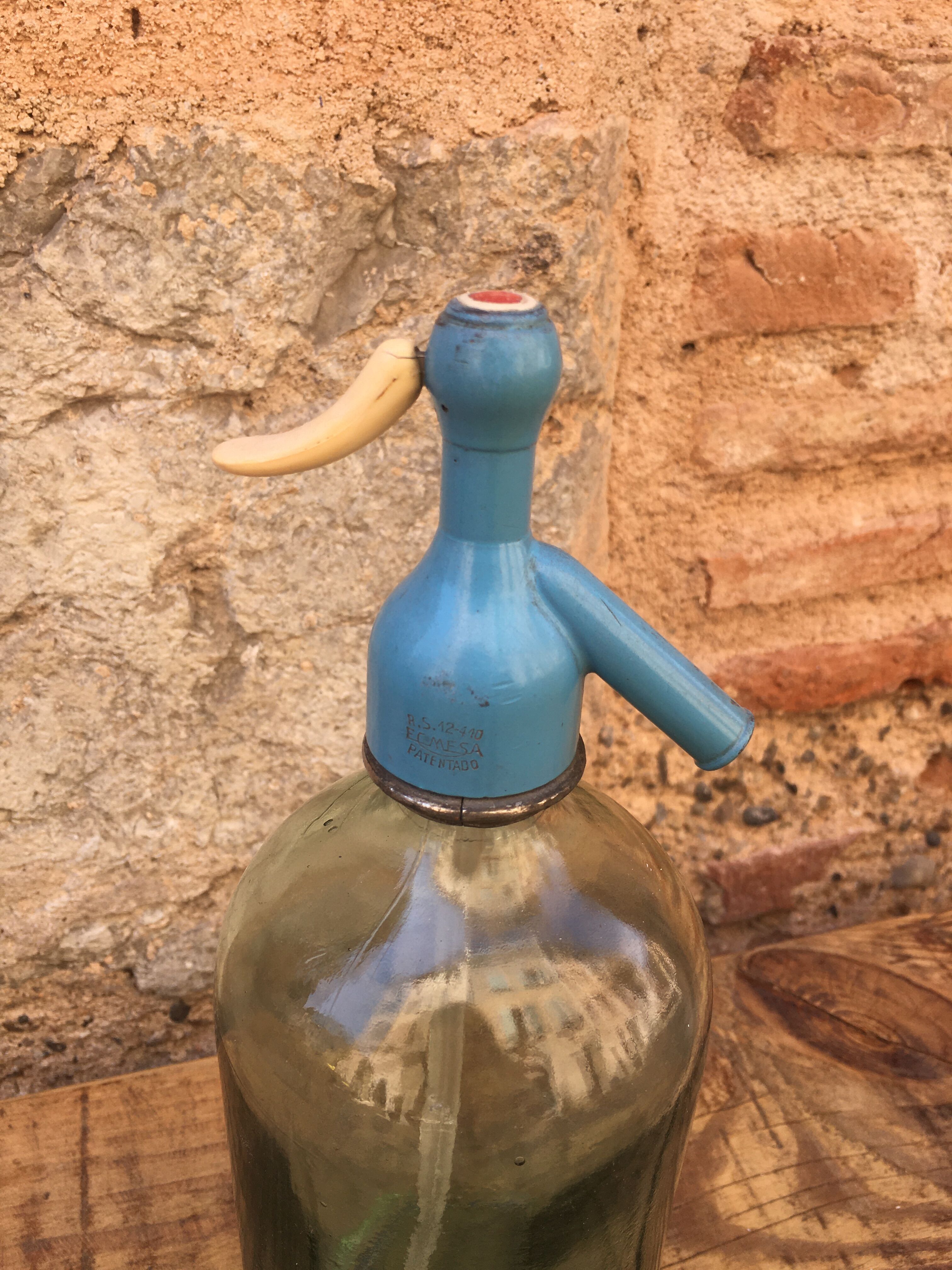 Siphon en verre bleu