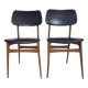 Pair of Scandinavian chairs in beech wood and skai from the 50s