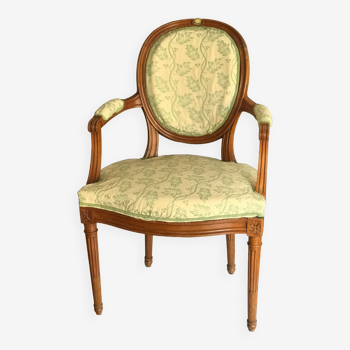 Fauteuil médaillon ébéniste 19eme de style Louis XVI