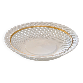 Huge antique Bassano bowl in openwork braided majolica
