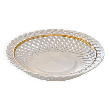 Huge antique Bassano bowl in openwork braided majolica