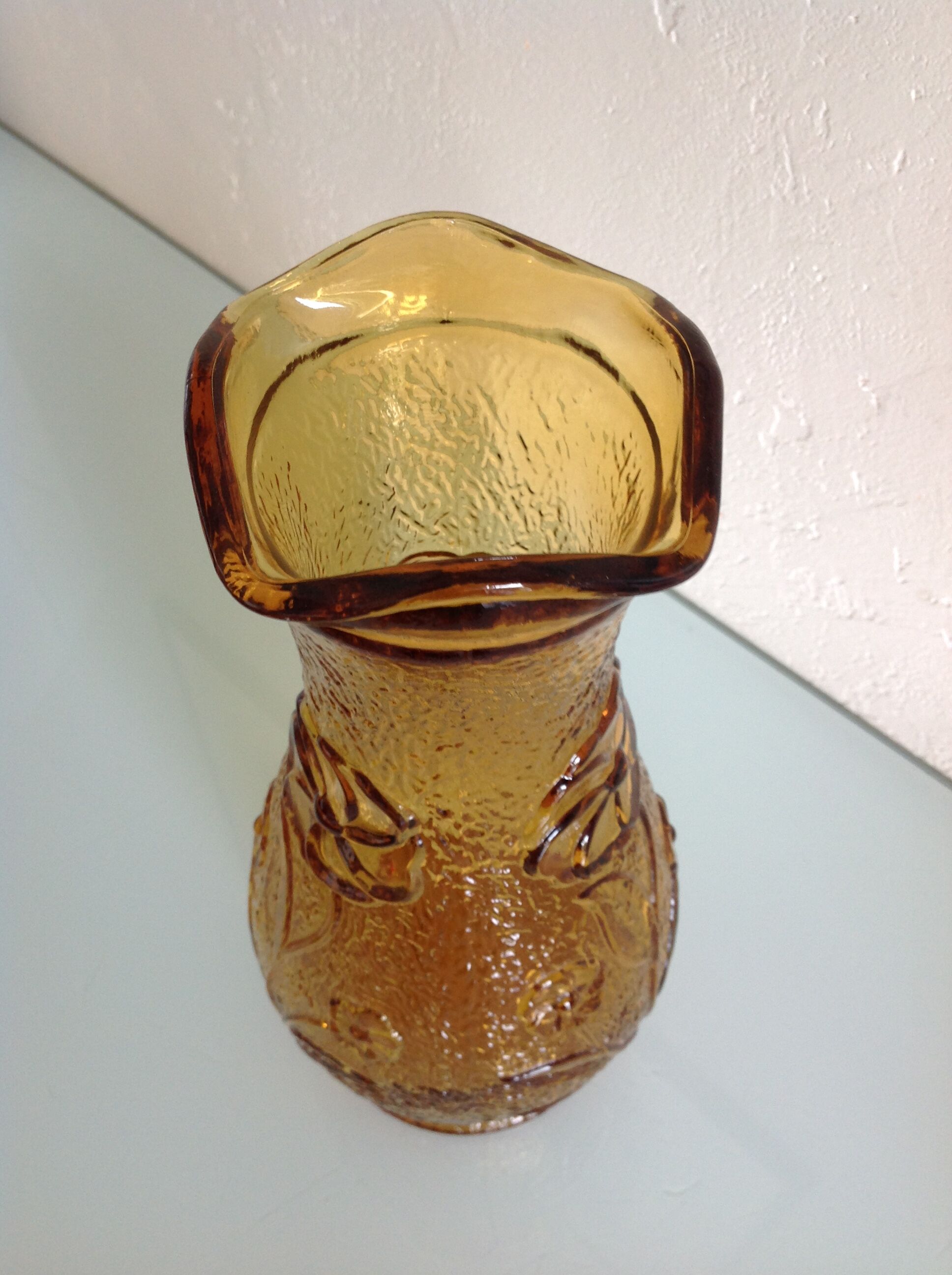Amber glass vase / vintage 60s-70s