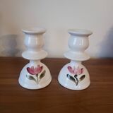 Pair of biot earthenware candlesticks