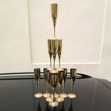 12 flûtes à champagne en laiton années 1970