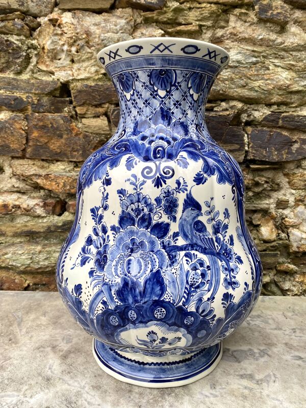 Grand vase Delft, vase hollandais  peint à la main 38 cm