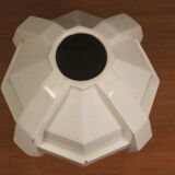 Modernist art deco ball vase in ecru white cracked glazed earthenware, signed saint clement n° 778